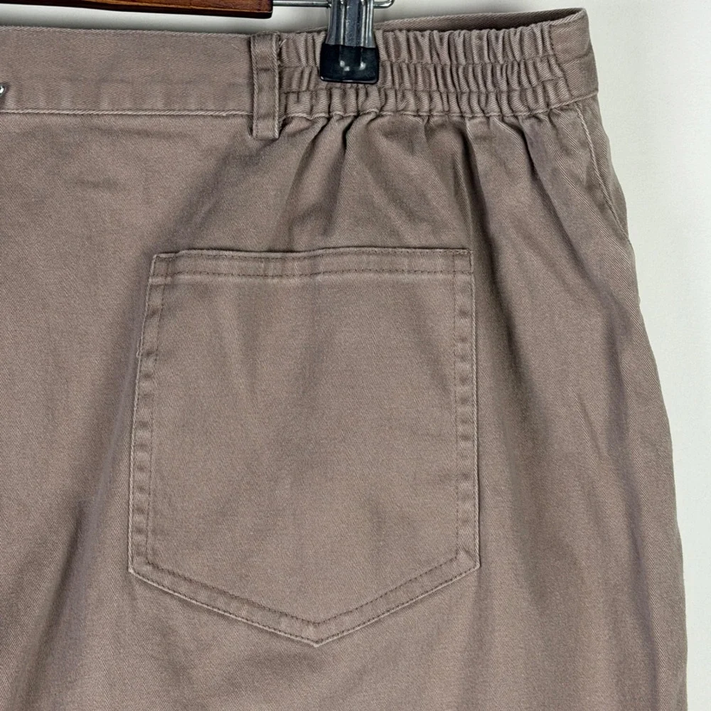 Ruby Rd Woman's 20W Taupe Brown Embellished Straight Leg Crop Pants Elastic Back - Picture 5 of 8